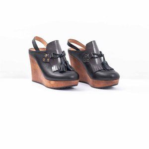 See by Chloe Tassel Loafer Slingback Clogs with Wooden Wedge